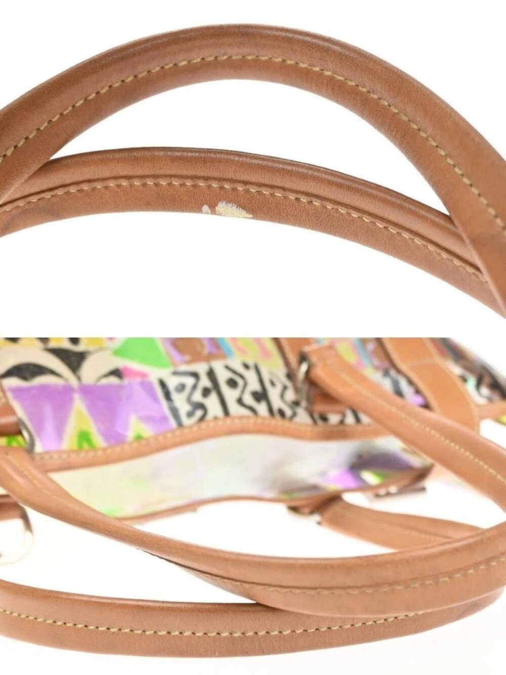 PRADA Venetian Print Shoulder Tote Bag Vinyl Leather Brown SHW Italy 37KD059 - Picture 7 of 13